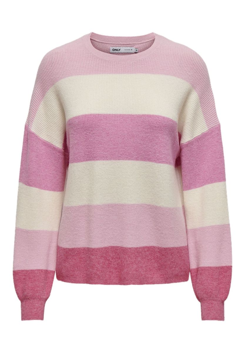 ONLY® Pullover, Streifen, Ballonärmel, für Damen, beige|pink|rosa, M
