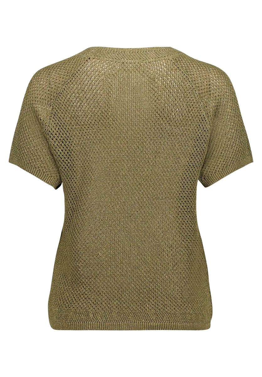 Glitzerndes Kurzarm-Stricktop mit Ajourmuster