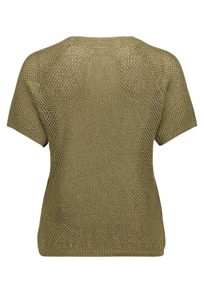Glitzerndes Kurzarm-Stricktop mit Ajourmuster