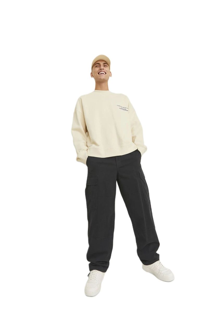 Herren Straight-Fit Cargo-Hose, Schwarz