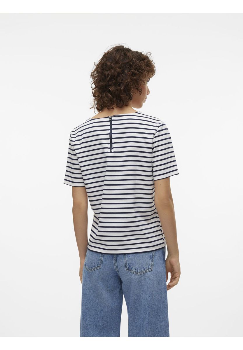 Gestreiftes Klassisch geschnittenes Baumwoll-T-Shirt