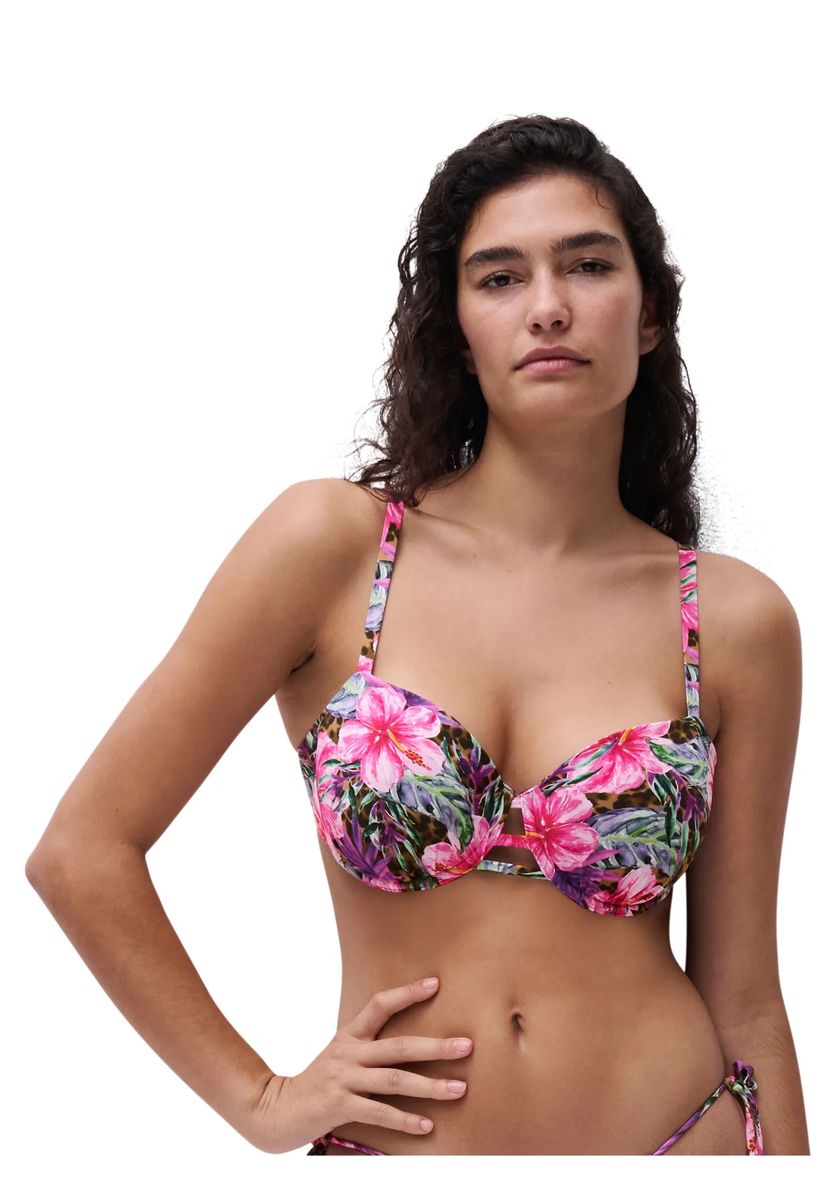 Tropisches Bügel-Bikini-Oberteil mit Blumen