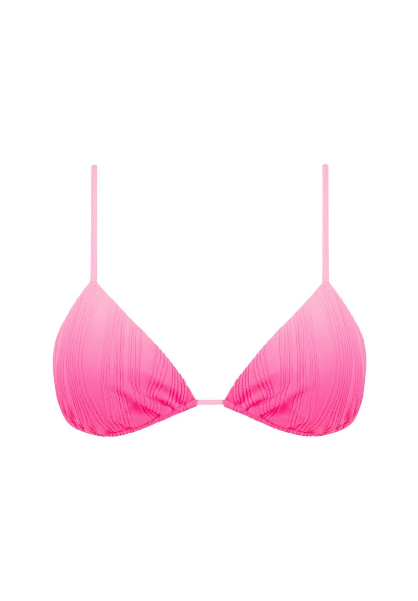 Strukturiertes Plissiertes Triangel-Bikini-Oberteil