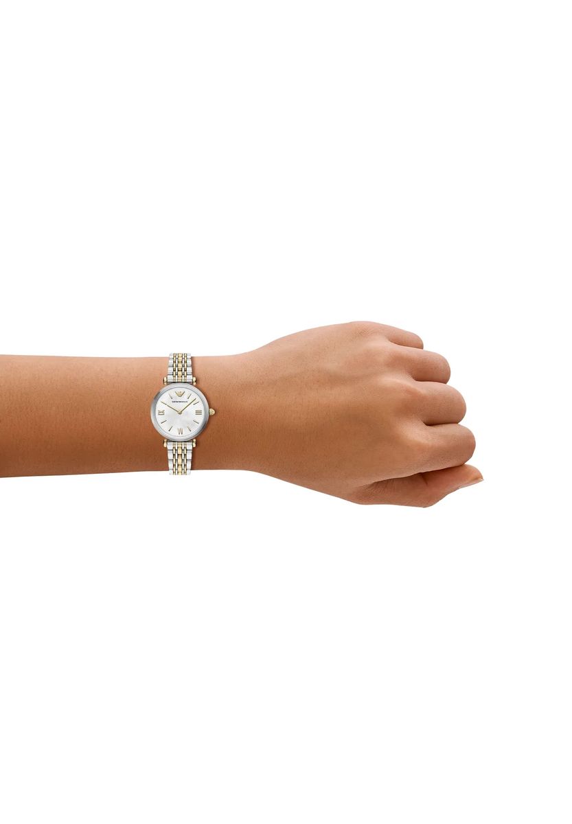 Bicolor-Armbanduhr mit Perlmutt-Zifferblatt