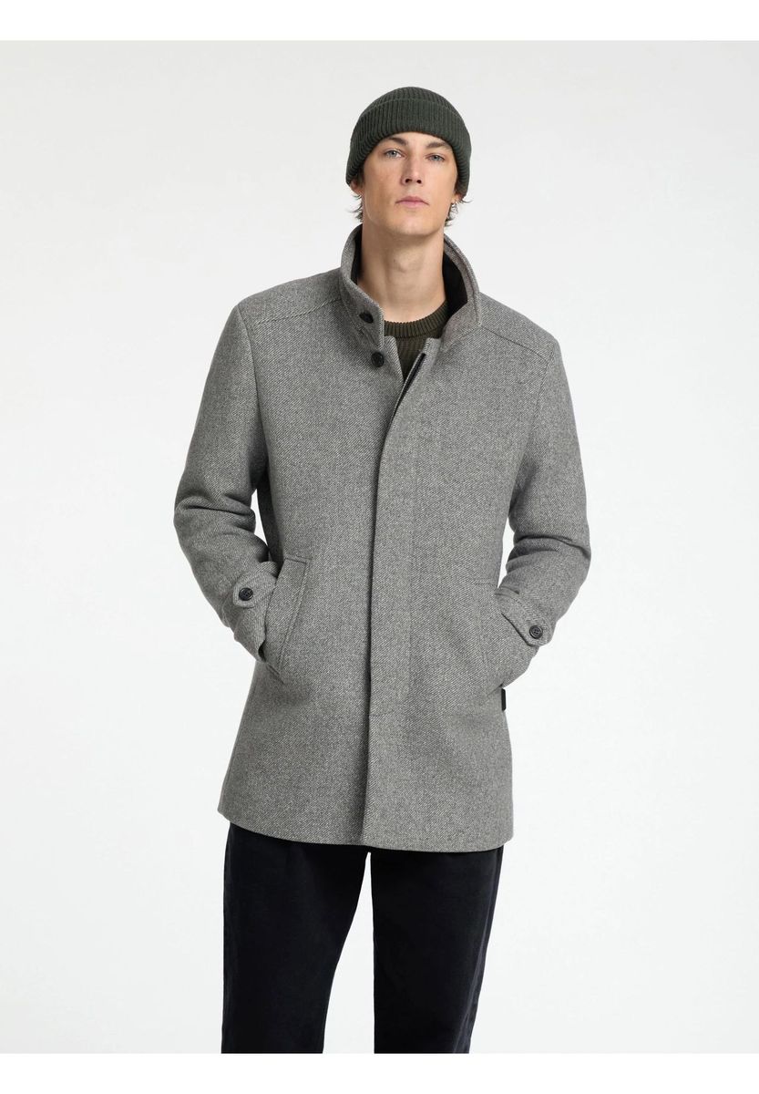 Herren Wollmantel mit Stehkragen
