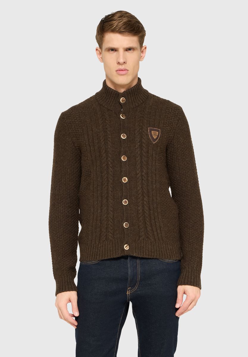 Trachten-Strickjacke mit Stehkragen