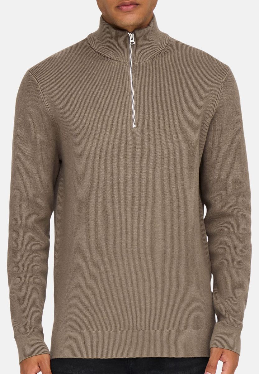 Strukturierter Strick Half-Zip Pullover