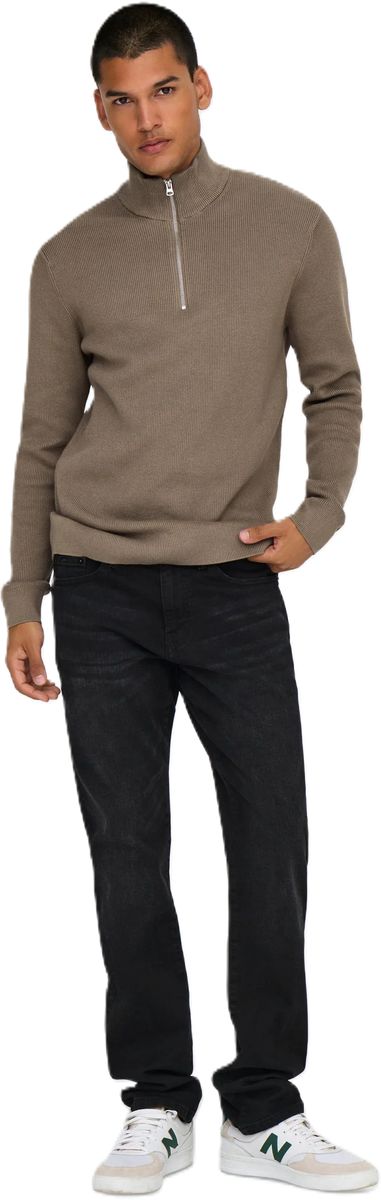 Strukturierter Strick Half-Zip Pullover