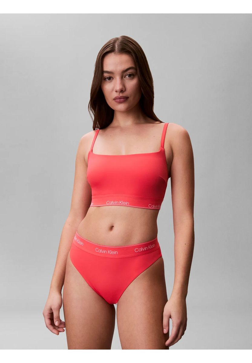 Bikini-Oberteil mit Logo-Bund