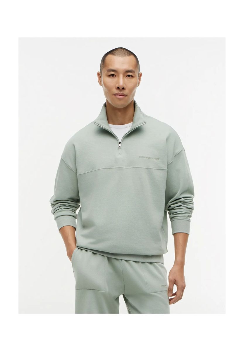 Lockeres Loungewear-Sweatshirt mit Viertelreißverschluss