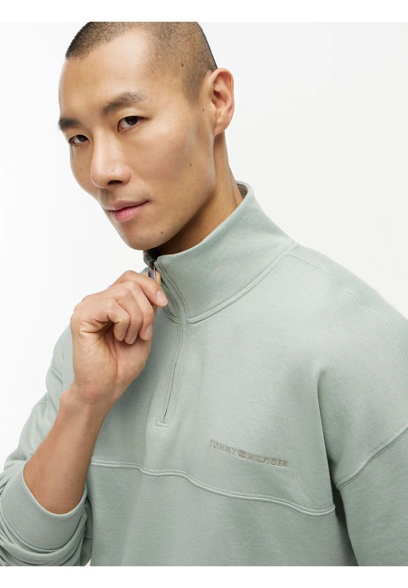 Lockeres Loungewear-Sweatshirt mit Viertelreißverschluss