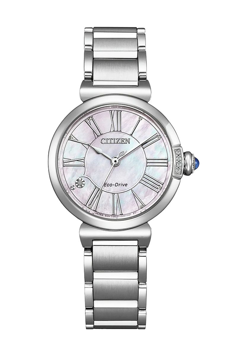 Elegante Perlmutt-Armbanduhr aus Edelstahl