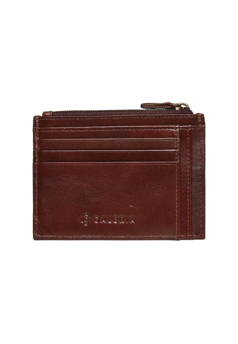 Minimalistisches Leder-Kartenetui mit Reißverschluss
