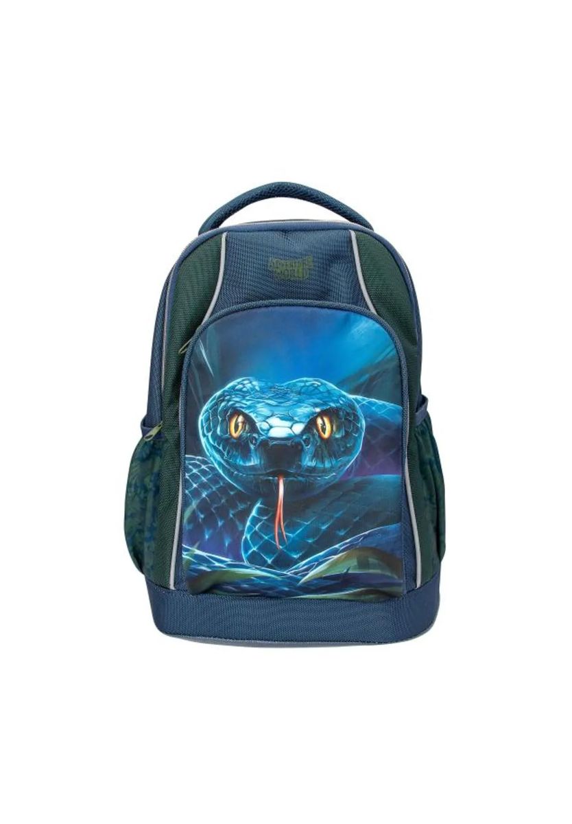 Schulrucksack mit Schlangengrafik und Polsterung
