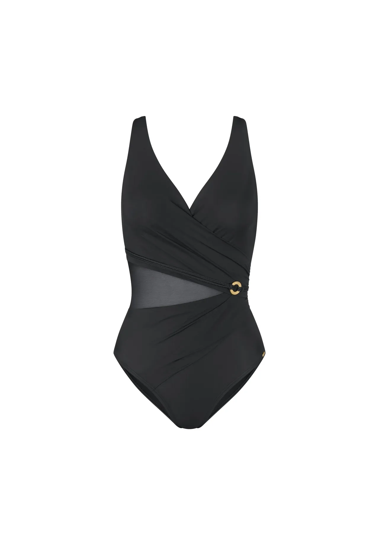 Eleganter Wickel-Badeanzug mit Mesh