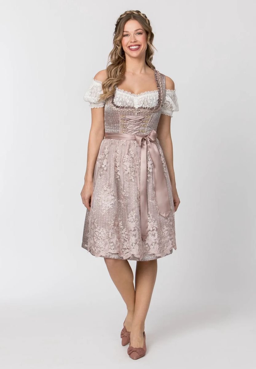 Florales Spitzen-Dirndl mit Rüschendekolleté