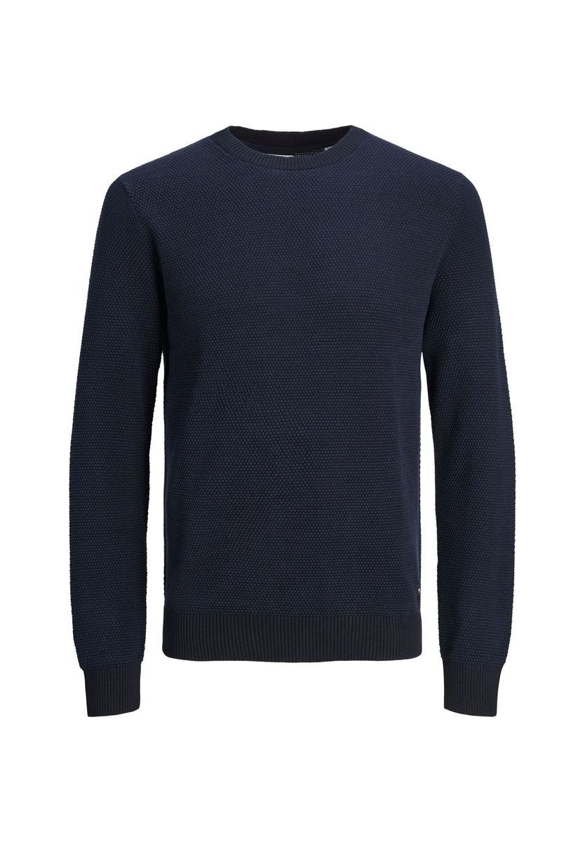 Klassischer marineblauer Strickpullover aus Baumwolle