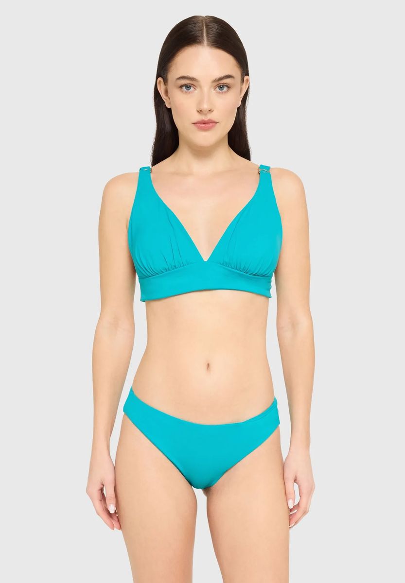Triangel-Bikini-Oberteil mit Raffungen und breiten Trägern