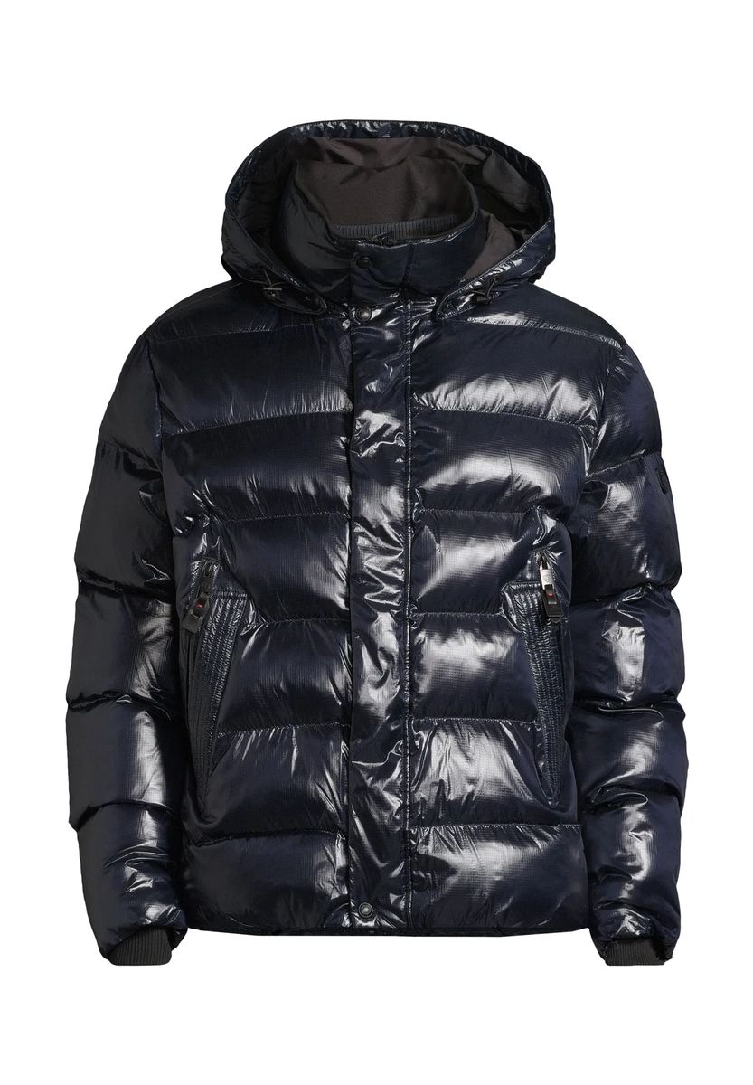 Hochglänzende Steppjacke mit Kapuze