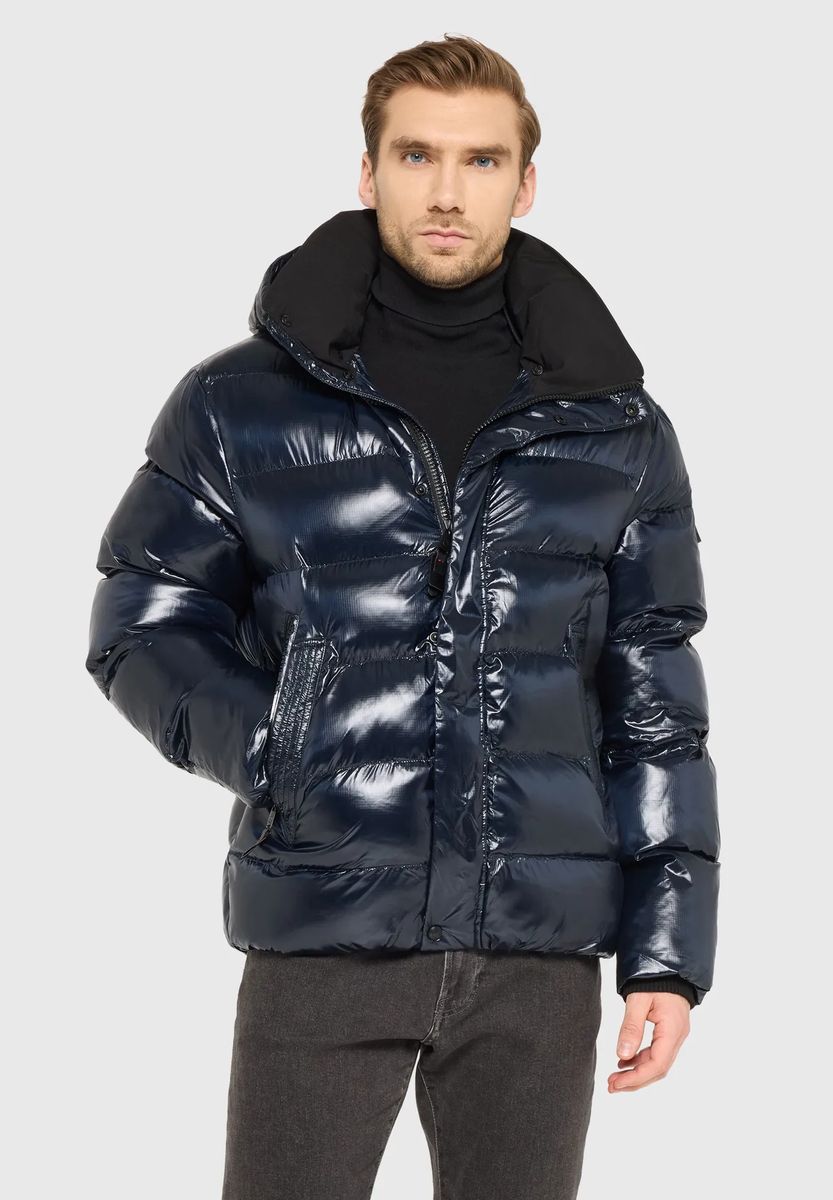 Hochglänzende Steppjacke mit Kapuze