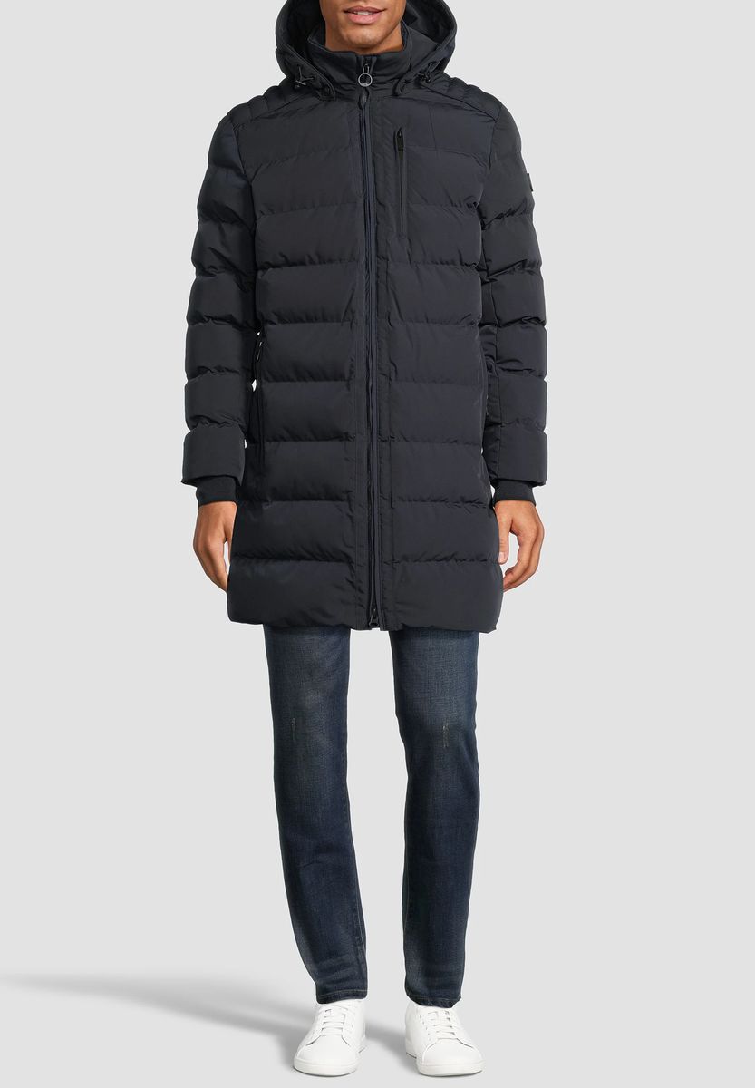 Langer gesteppter Parka mit Kapuze