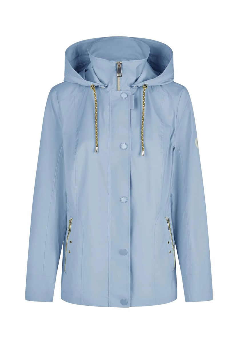 Hellblaue Übergangsjacke mit Kapuze