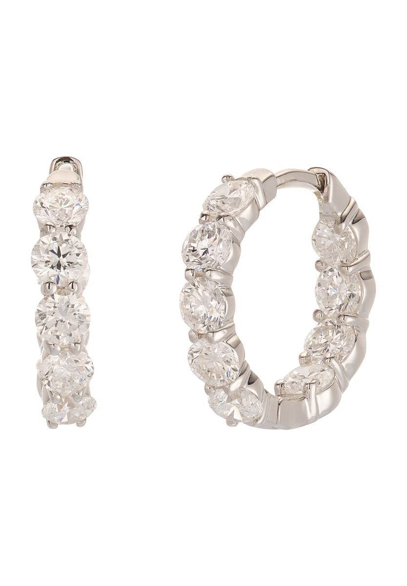 Diamantbesetzte Creolen aus Sterlingsilber