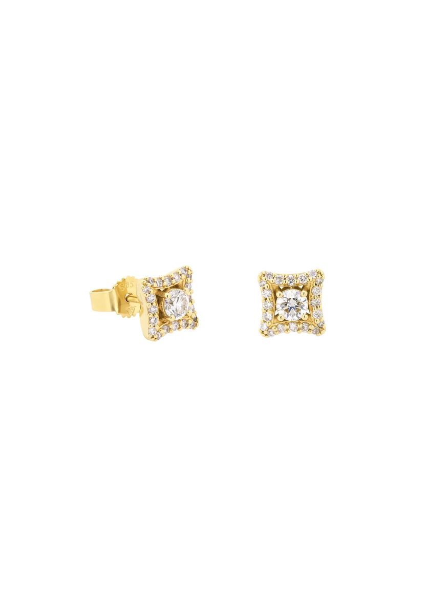 Funkelnde Diamant-Quadrathalo-Ohrstecker