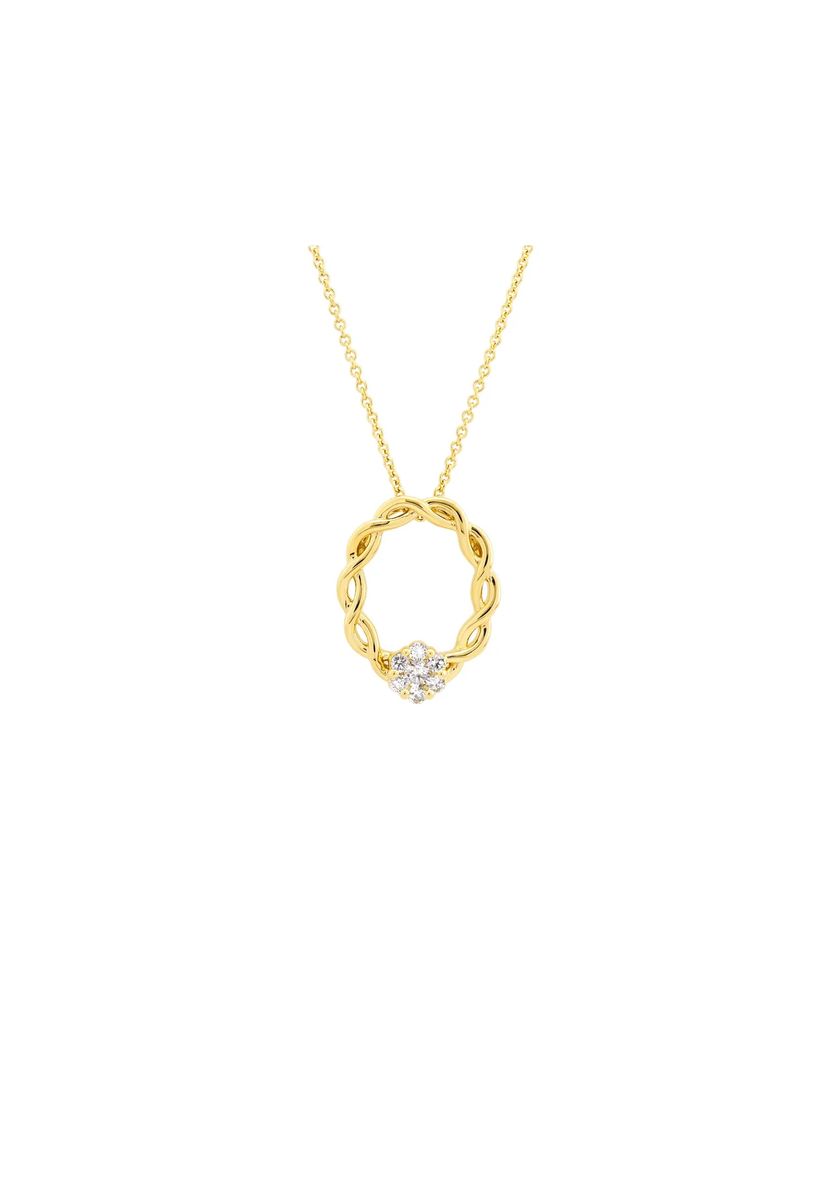 Halskette mit gedrehtem Goldkreis-Anhänger
