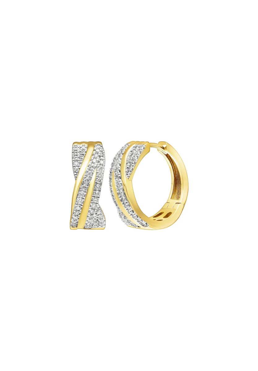 Gedrehte Creolen mit Diamant-Pavé