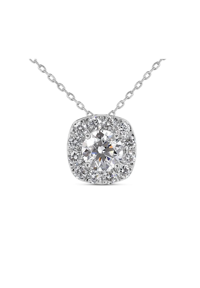 Diamant-Halskette mit Halo-Anhänger