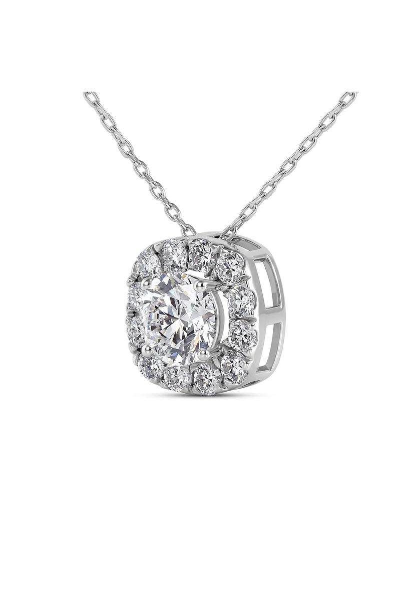 Diamant-Halskette mit Halo-Anhänger
