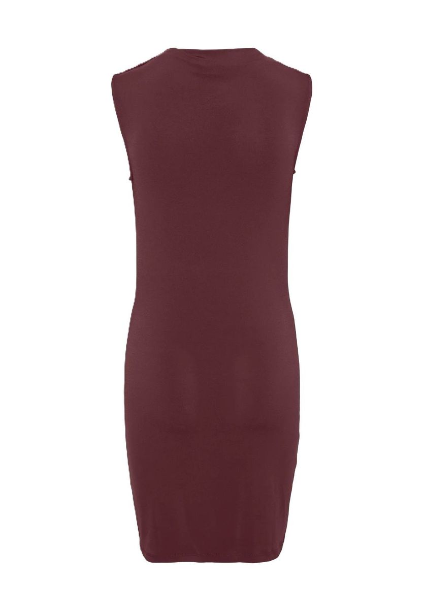 Ärmelloses Etuikleid mit drapiertem Kragen