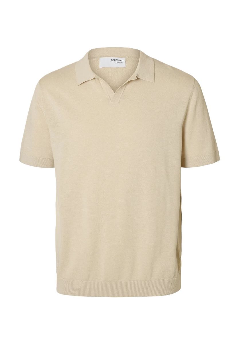 Polohemd mit Leinenanteil in lockerer Passform