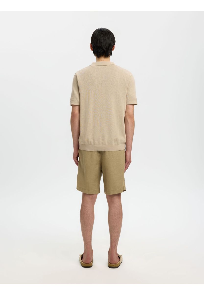 Polohemd mit Leinenanteil in lockerer Passform