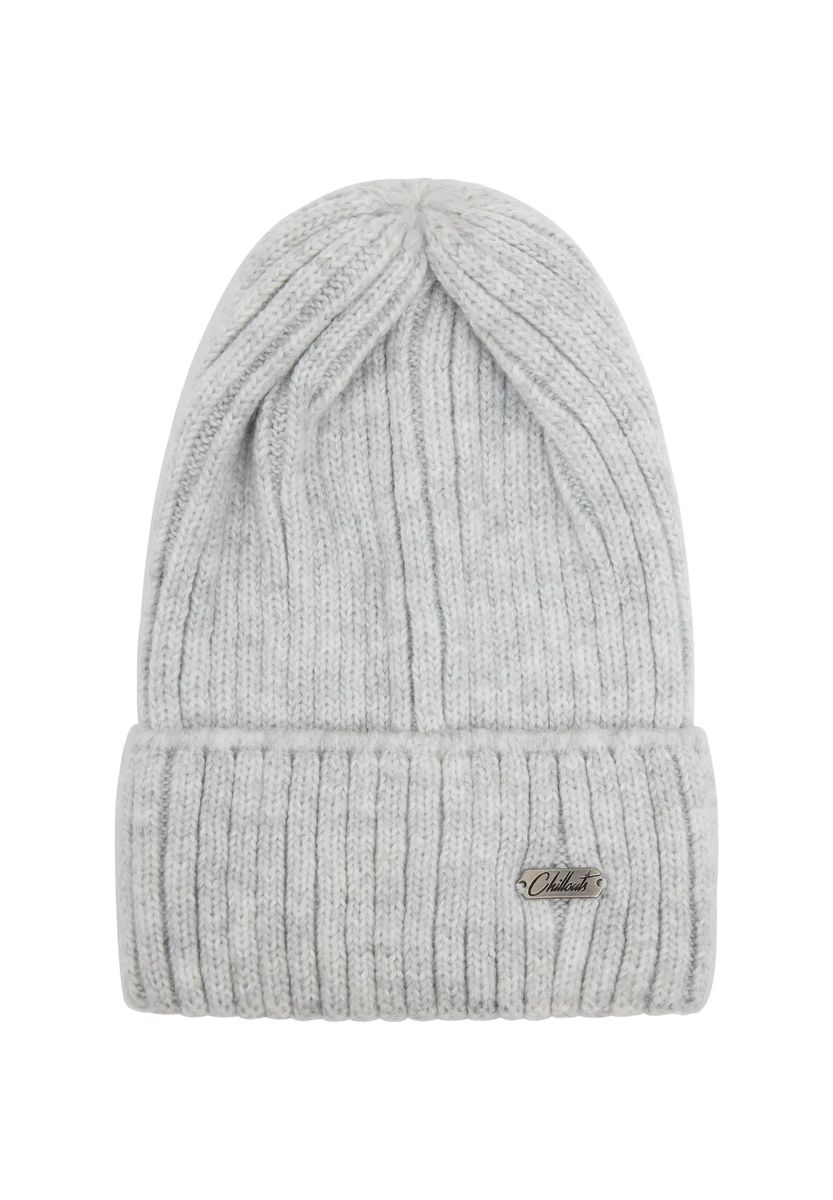 Weiche Rippstrick-Beanie mit Emblem