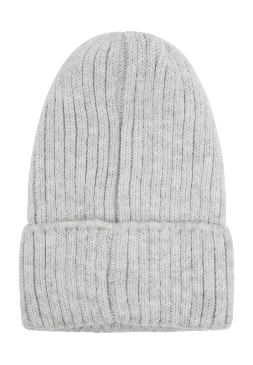 Weiche Rippstrick-Beanie mit Emblem