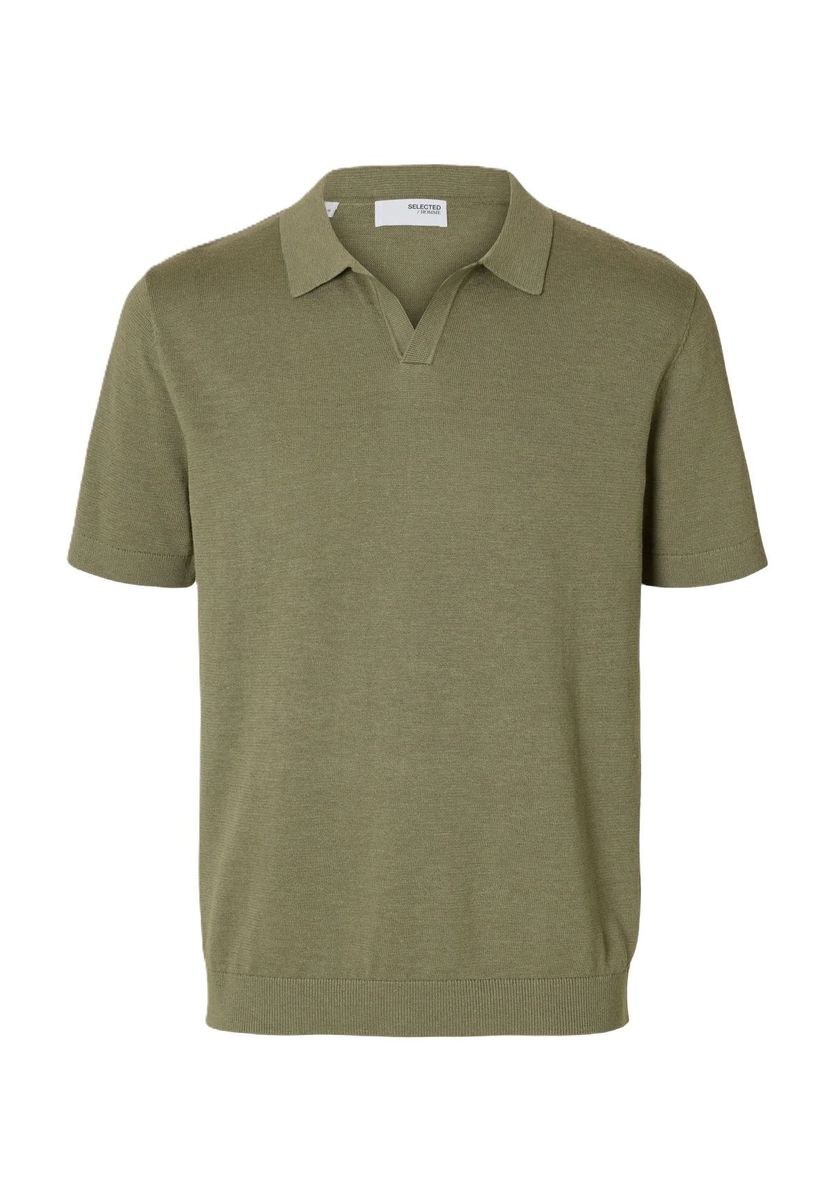 Herren Strick Polo Shirt mit Leinenanteil