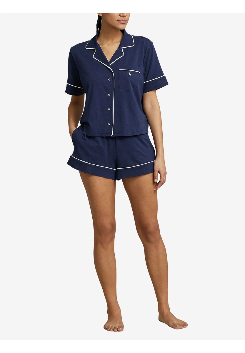 Pyjama-Set mit Kontrastpaspeln