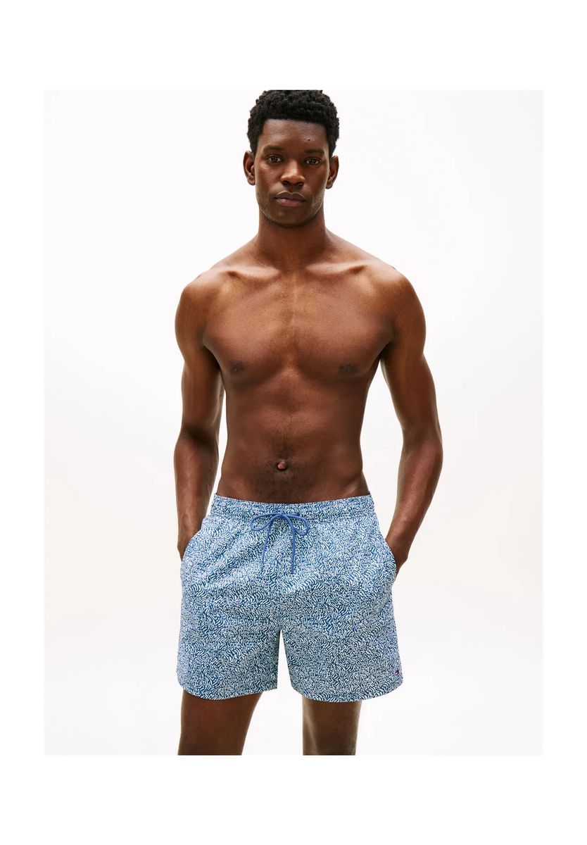 Gemusterte Badeshorts mit Kordelzug