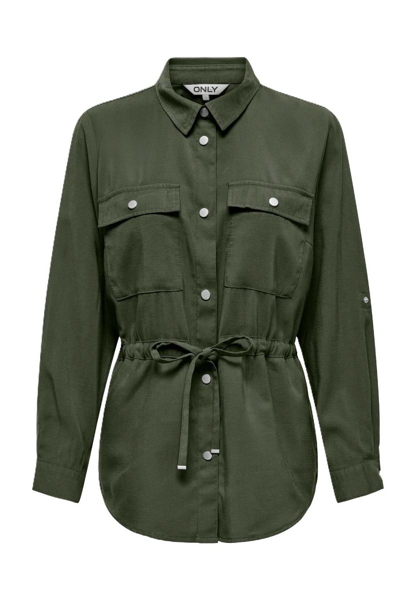 Olivgrüne Blusenjacke mit Knopfleiste