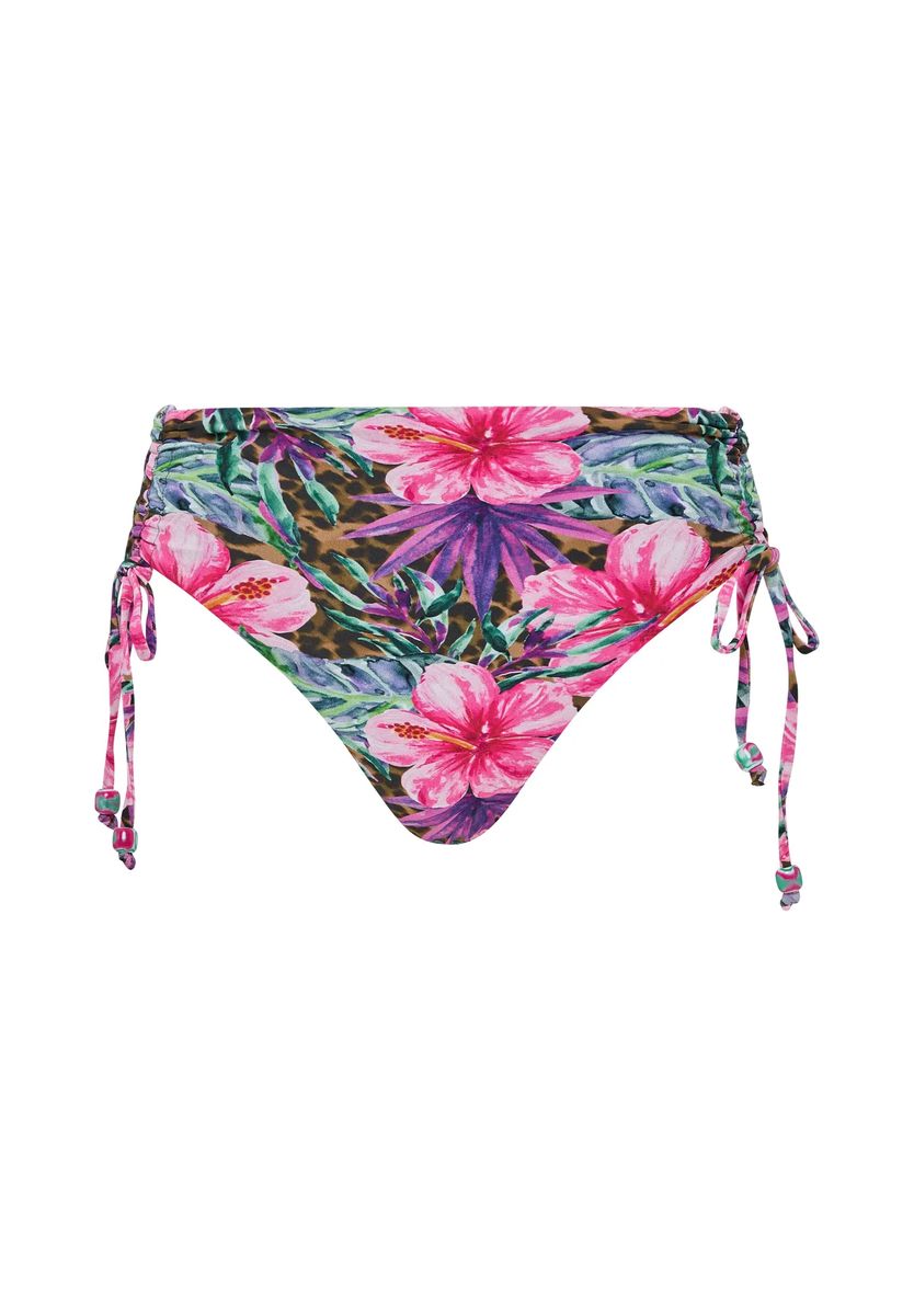 Tropische High-Waist Bikini-Hose mit Blumenmuster