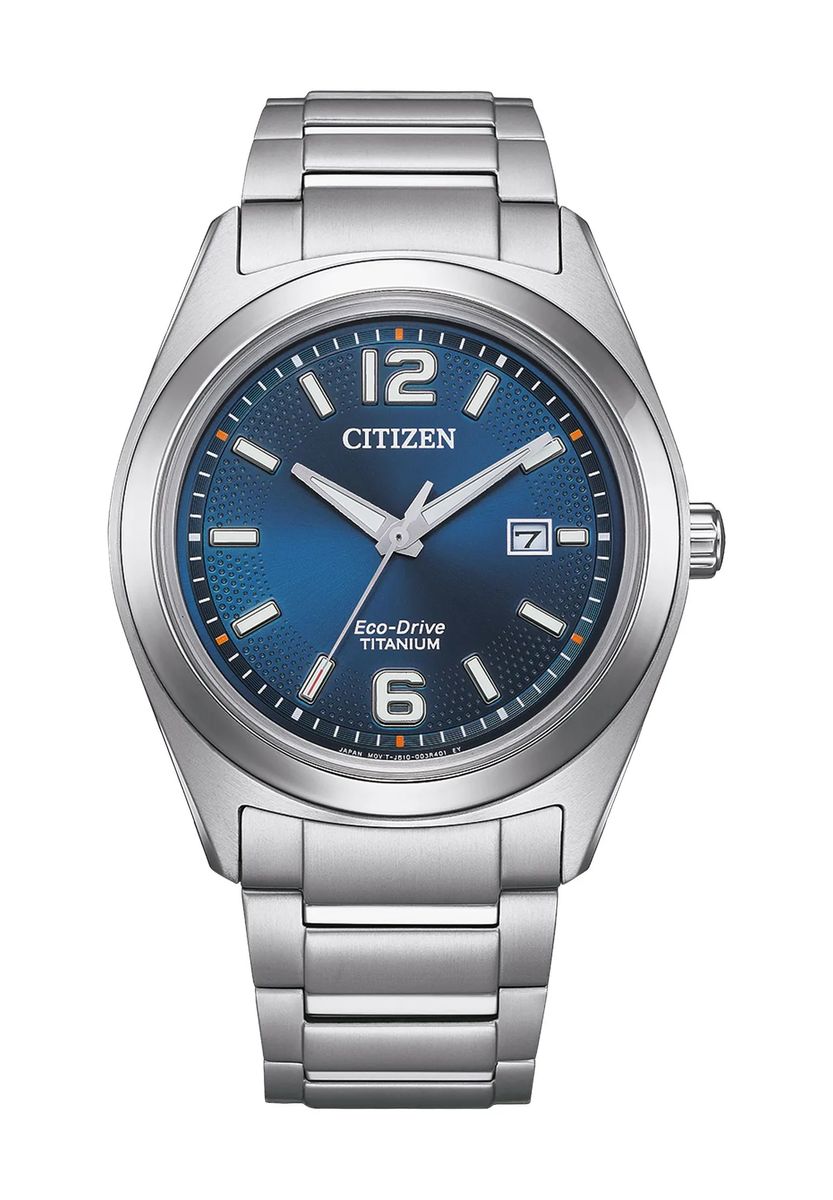 Elegante Titanuhr mit blauem Zifferblatt