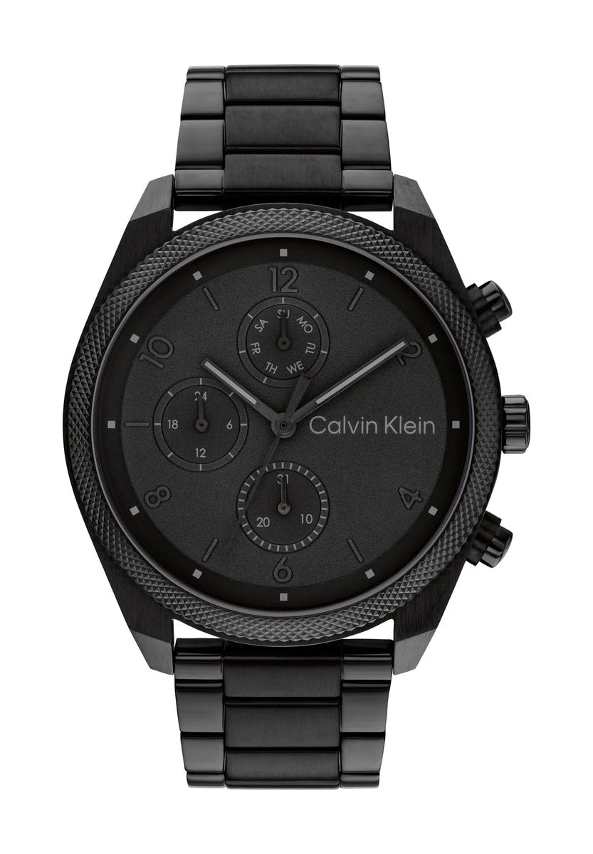 Elegante minimalistische komplett schwarze Chronographenuhr
