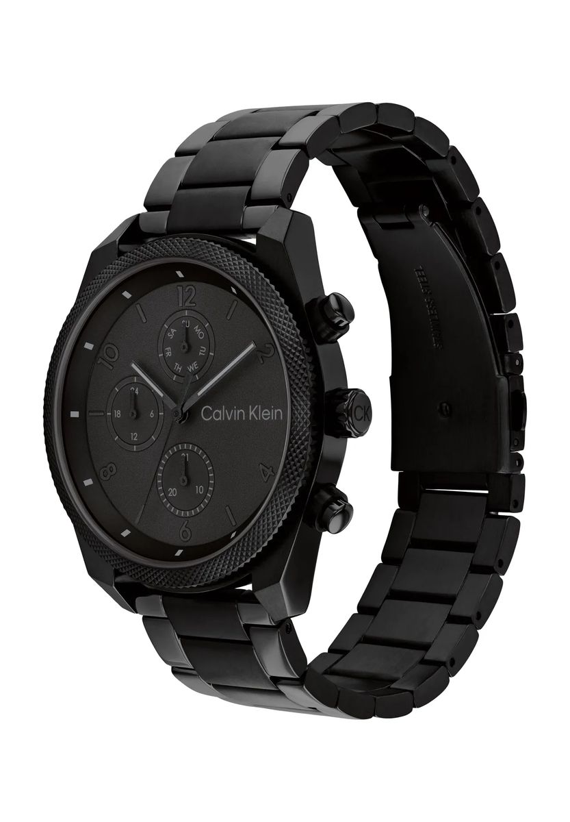 Elegante minimalistische komplett schwarze Chronographenuhr