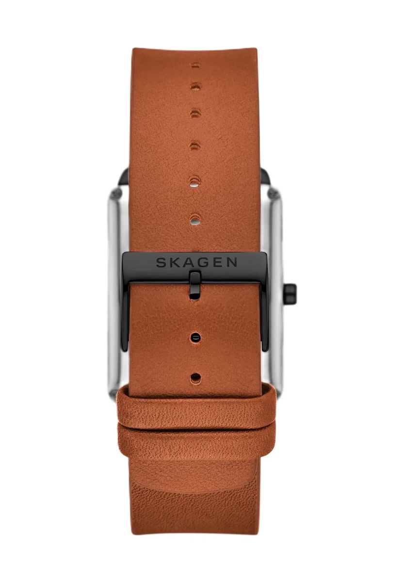 Rechteckige Armbanduhr mit Lederband