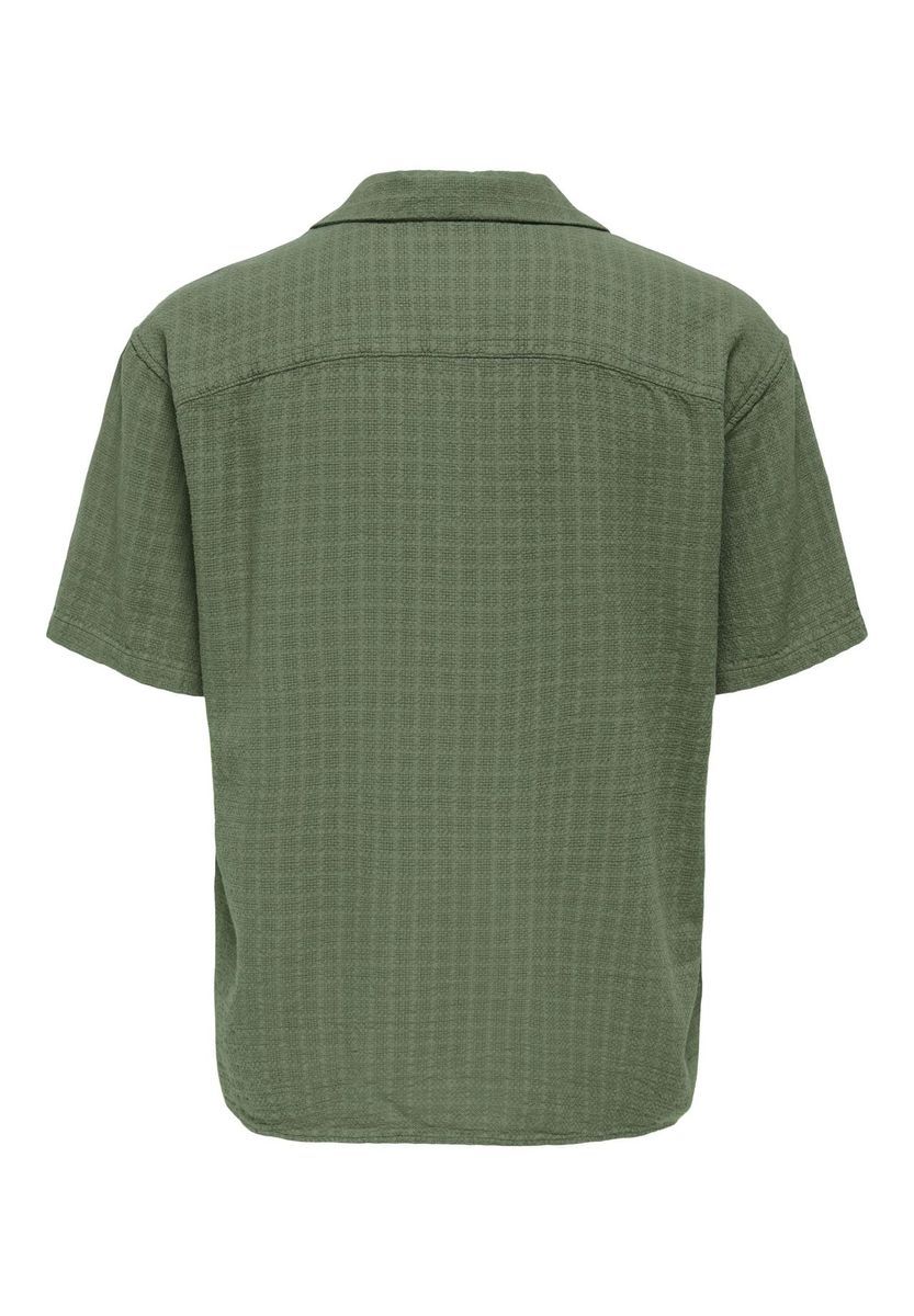 Kurzarmhemd mit offener Kragenform und Textur