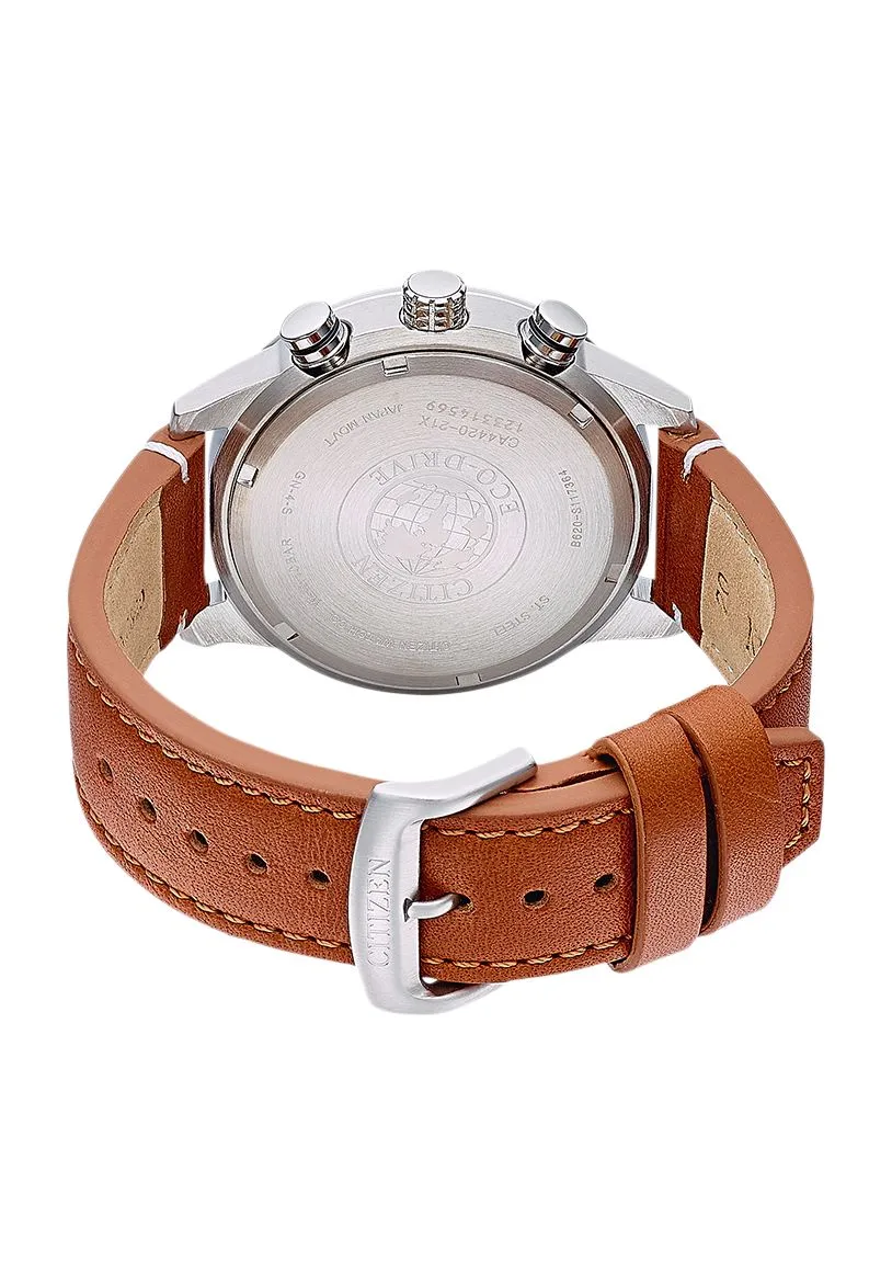 Klassischer Eco-Drive Chronograph Armbanduhr