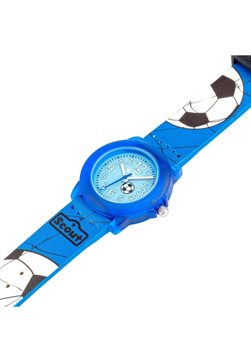 Analoge Kinderarmbanduhr mit Fußballmotiv