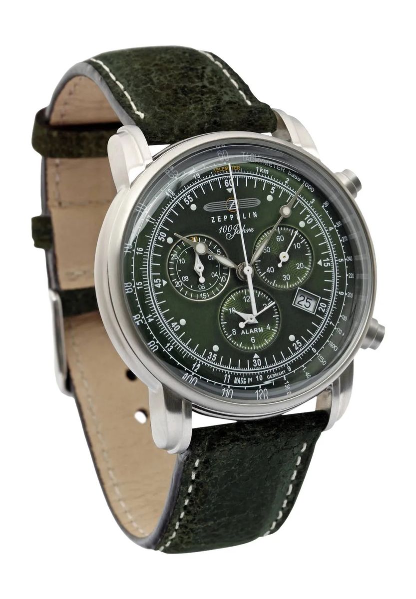 Retro-Pilot-Chronograph mit Lederarmband